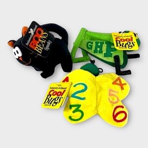 Eckerd Brand New Tags‎ Lot of 3 Plushies Grasshopper Butterfly Black Cat Beanbag